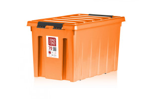 18575779 Ящик с крышкой на роликах, 70 л, оранжевый 070-00.12 Rox Box