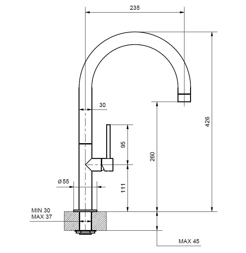 Однорычажный кухонный смеситель с поворотным изливом Gaia Mobili Complements ARCH-00139710 - Вид №2