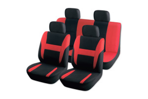 16439416 Комплект чехлов-рубашек на сиденья с подголовниками черный с красным 8пр A0508002 Arnezi