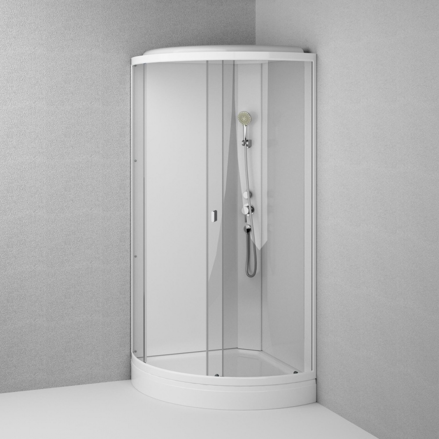 W88C-301-090WT кабина душевая 90х90 стекло прозрачное профиль белый AM.PM X-Joy  - Вид №2