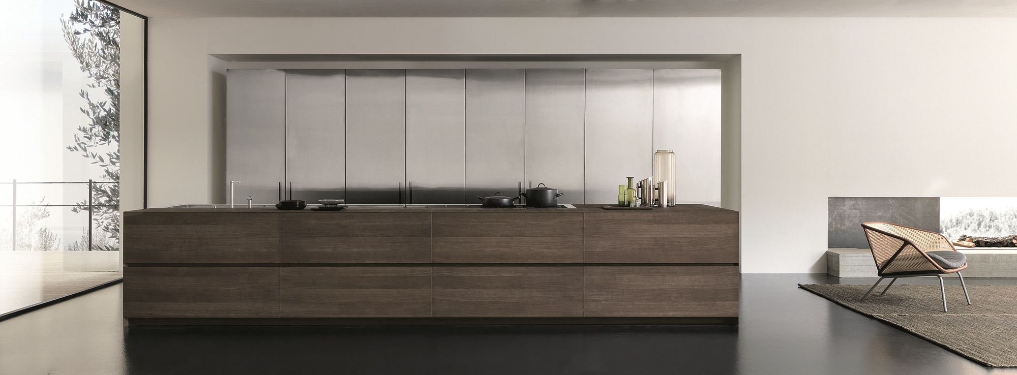 Кухня из нержавеющей стали и дерева с островом MODULNOVA Fly ARCH-00068193 - Вид №11