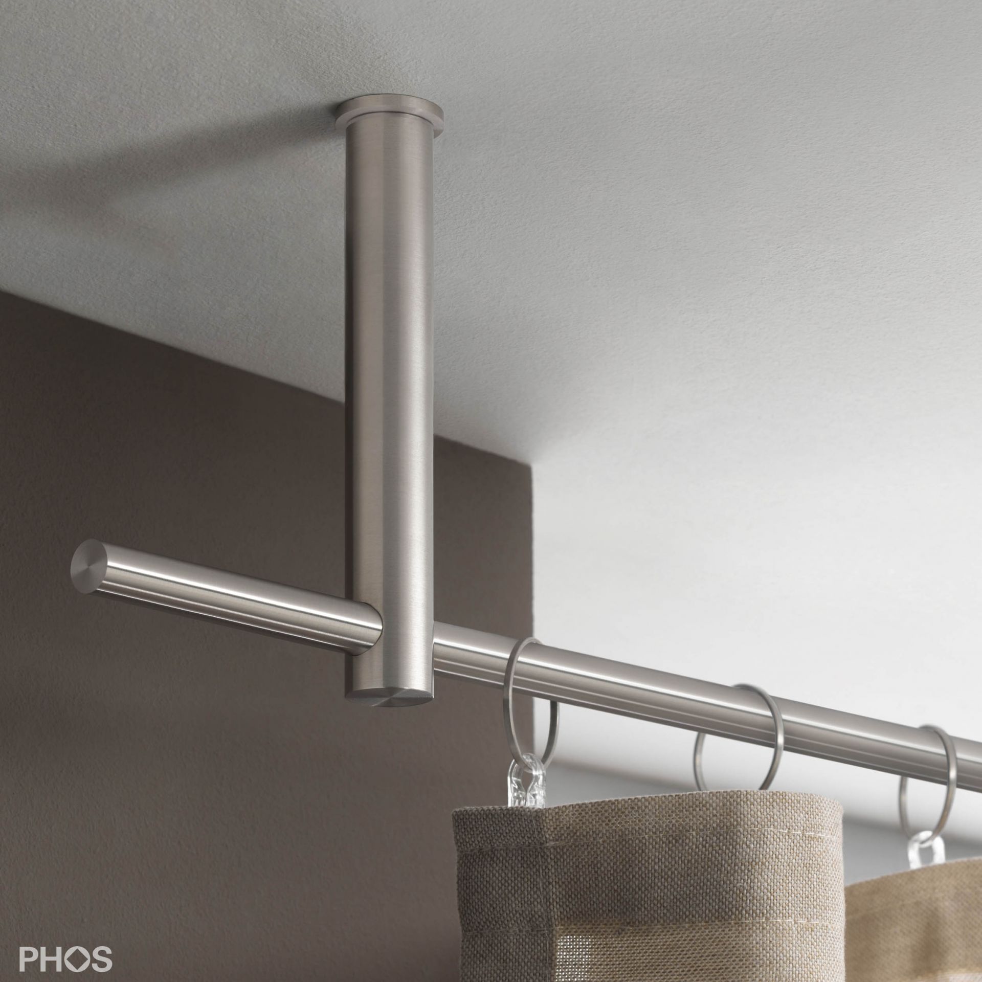 VS20-140-1400-D Комплект карнизов: 140 см с 2 кронштейнами (большое расстояние от потолка) PHOS 