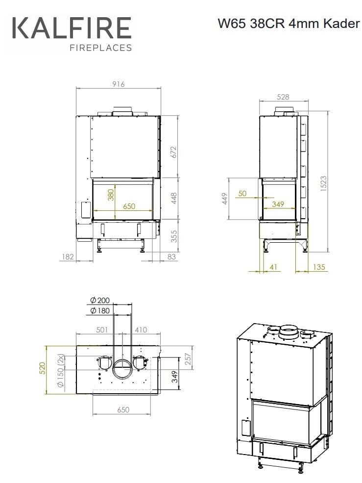Дровяной угловой камин KALFIRE W65/38C ARCH-00033739 - Вид №3