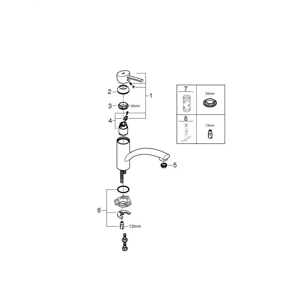 Смеситель для мойки GROHE Swift New с низким изливом, латунь, цвет серебристый STLM-2061147 - Вид №4