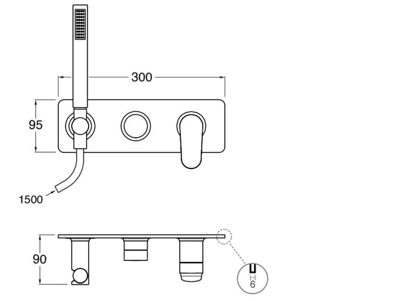 Однорычажный смеситель для душа / ванны с 3 отверстиями и ручным душем CRISTINA Rubinetterie бочка ARCH-00087287 - Вид №2