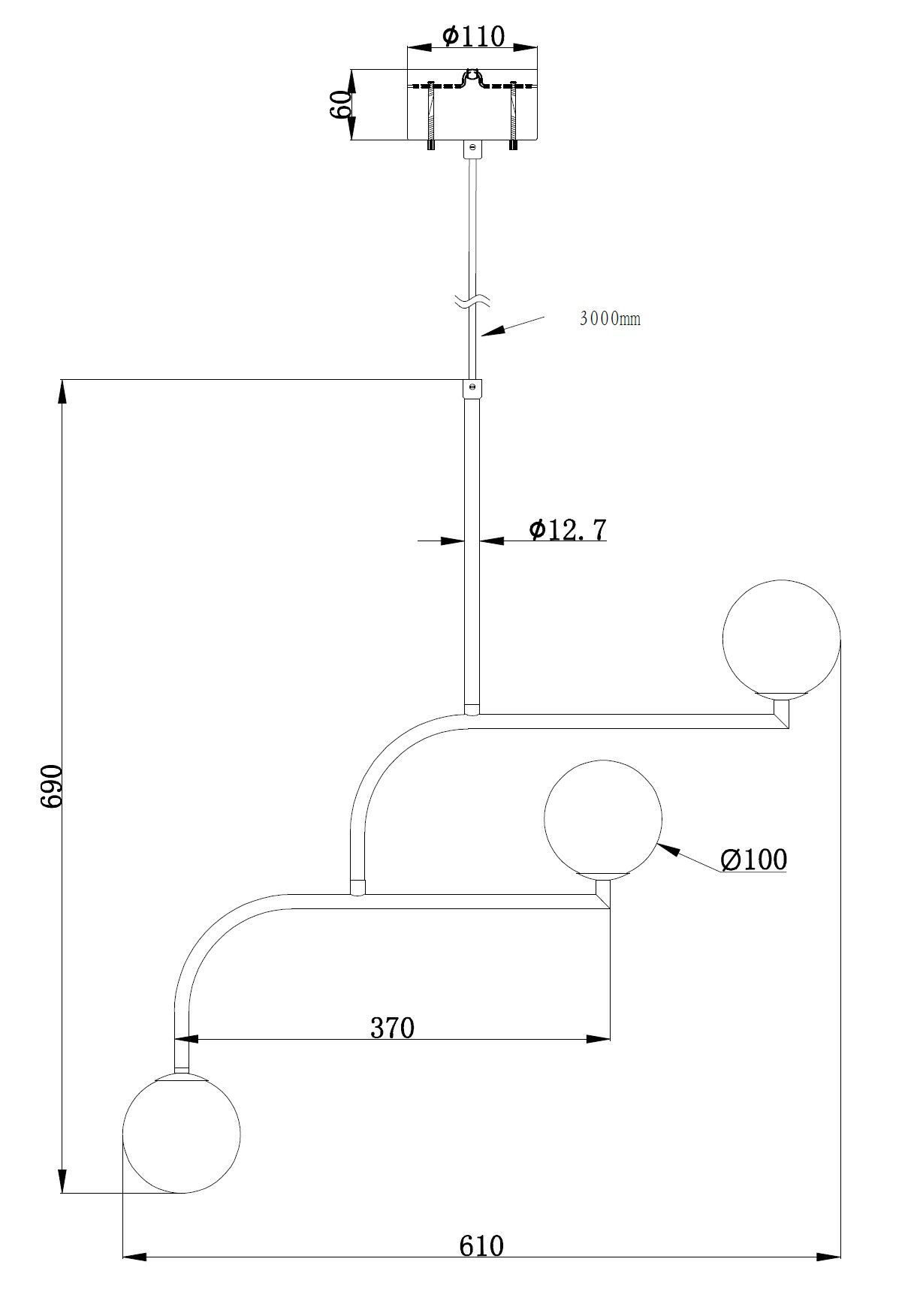 Подвесной светильник из металла и опалового стекла Pholc Mobil ARCH-00133566 - Вид №6