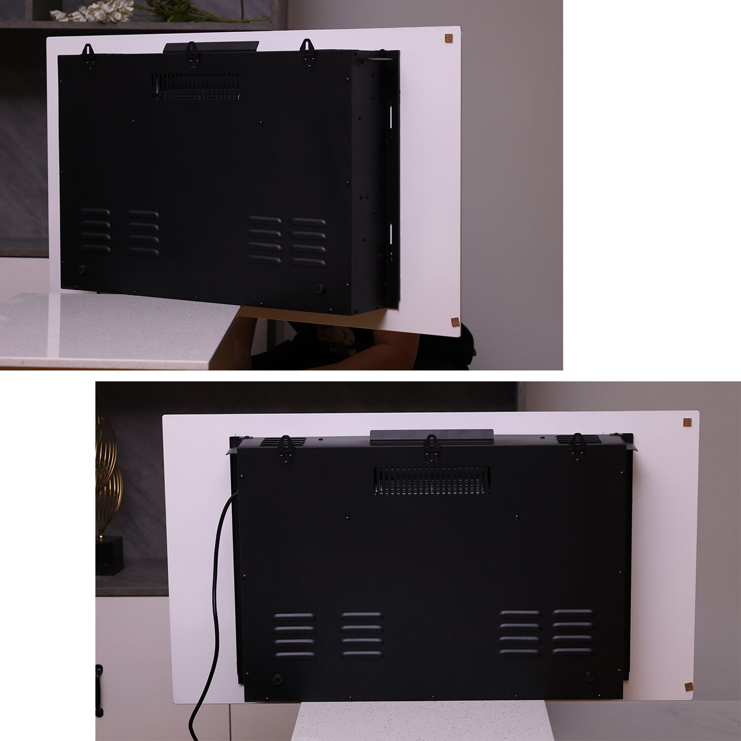 Настенный электрический стальной и стеклянный камин SINED MONTE BIANCO ARCH-00043215 - Вид №6