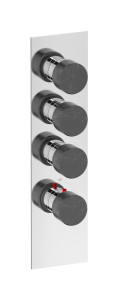 EUA311PLNMR_2 Комплект наружных частей термостата на 3 потребителей - вертикальная прямоугольная панель с ручками Marmo IB Aqua - 3 потребителя