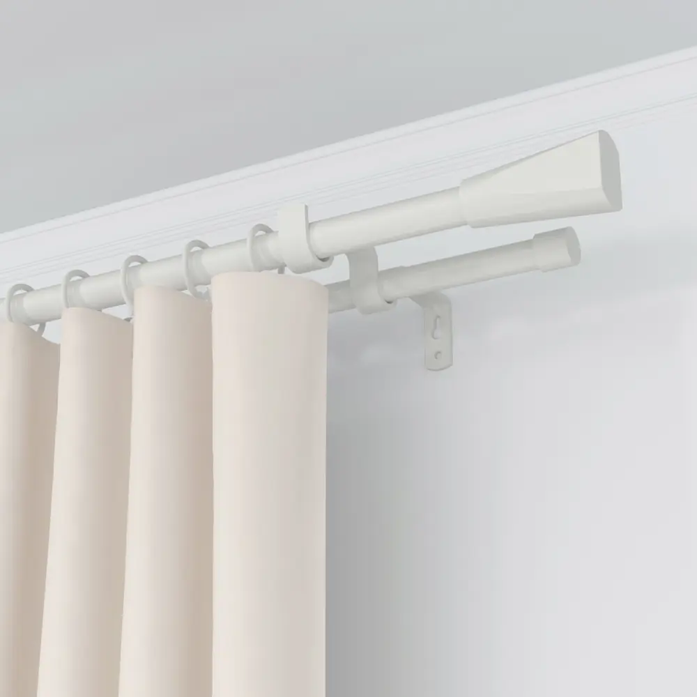 Настенный карниз раздвижной двухрядный KREAFORTA Грац d16/19 160-300 см металл цвет белый STLM-2202284 - Вид №1