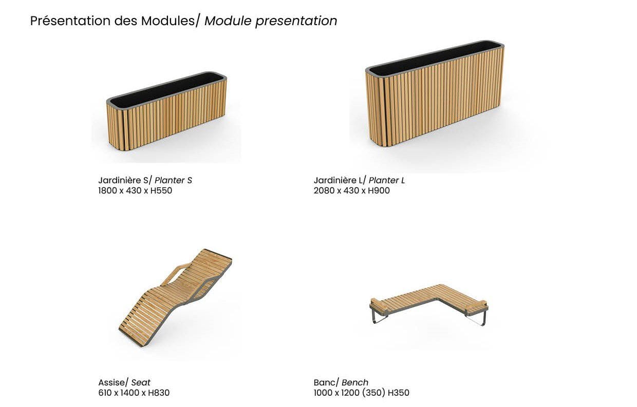 Деревянная скамейка со встроенной плантатором Urbencéa EDEN ARCH-00018047 - Вид №4