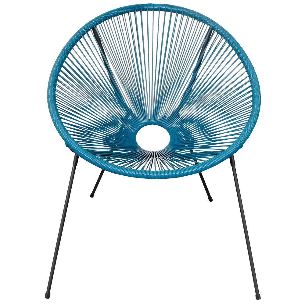 Стул садовый Акапулько 69x78.5x71.5 см сталь/искусственный ротанг голубой Santreyd STLM-2013238 - Вид №2