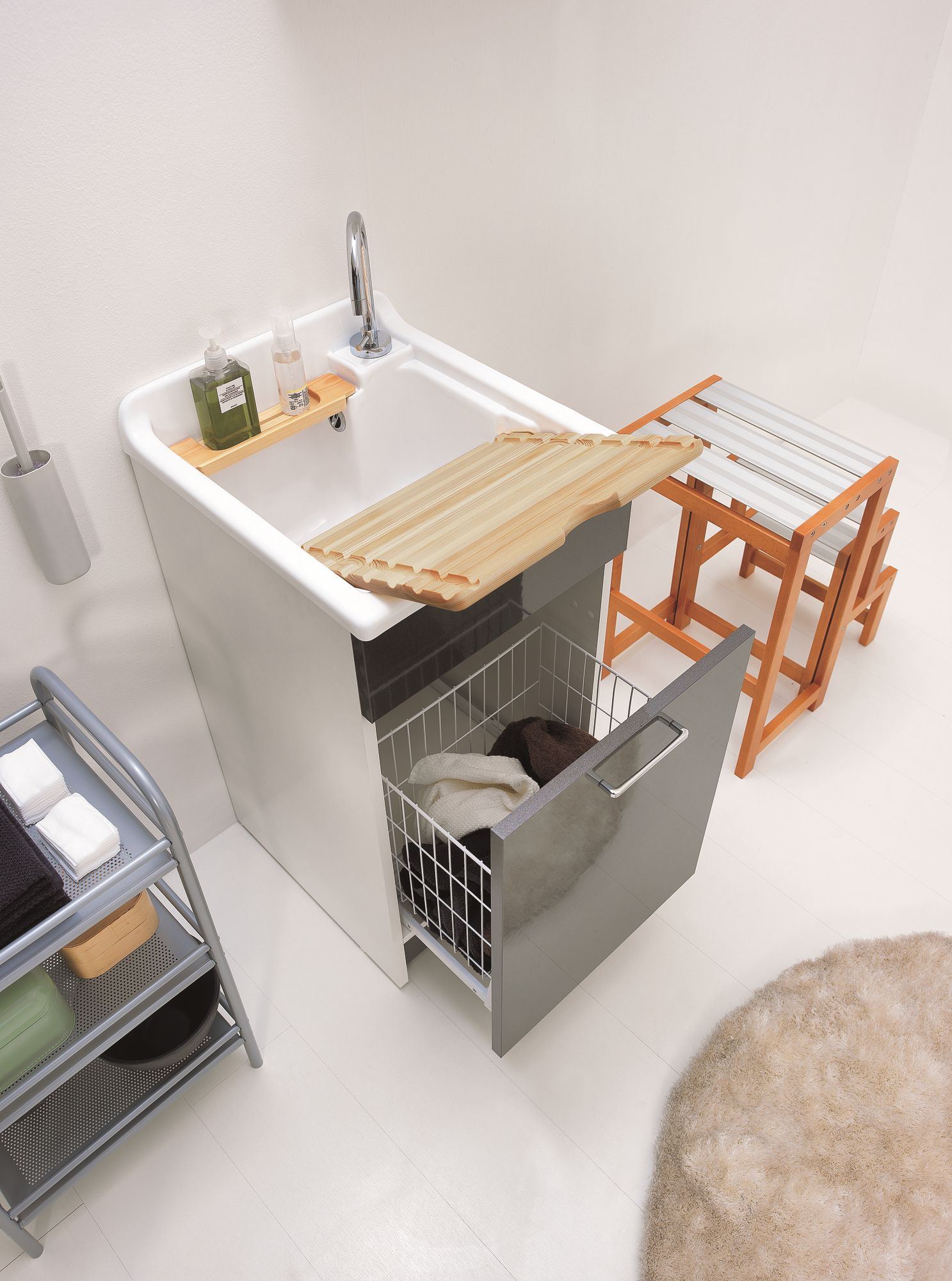 Шкаф для белья из ДСП с бельевой стойкой COLAVENE Jolly Wash ARCH-00149787 - Вид №5