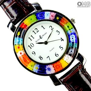 2930 ORIGINALMURANOGLASS Наручные часы Унисекс - коричневые - миллефиори - Original Murano Glass OMG 23 см