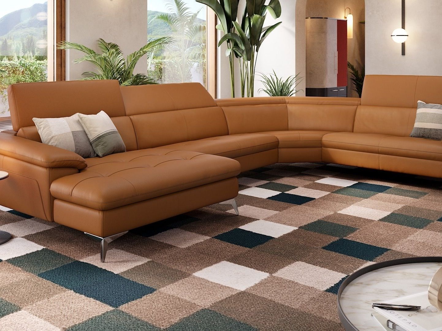 Кожаный диван с полуостровом Sofanella Stella ARCH-00128983 - Вид №3