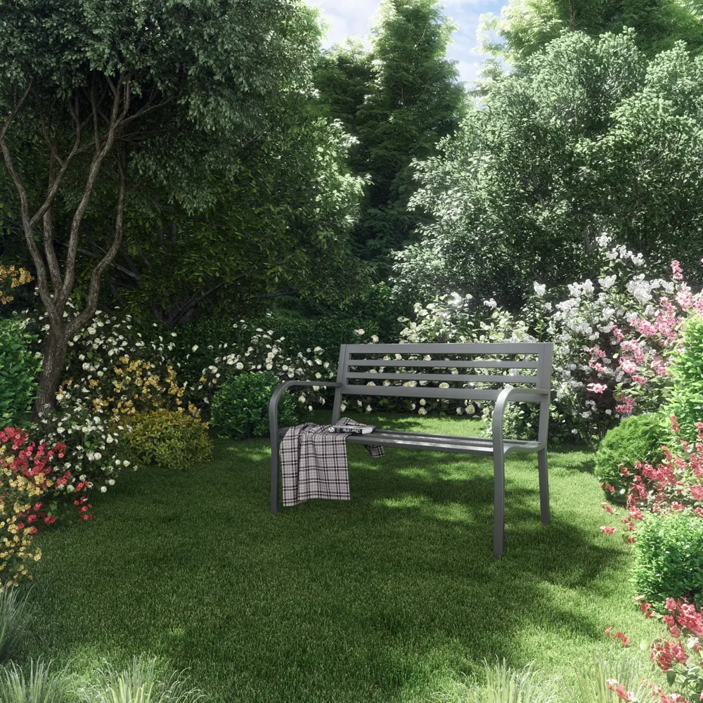 Скамья садовая 128x56x81 см сталь антрацит Santreyd Товар без серии STLM-2021194 - Вид №5