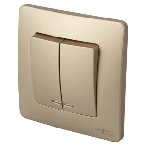 Выключатель встраиваемый Systeme Electric Blanca 2 клавиши с подсветкой цвет титановый