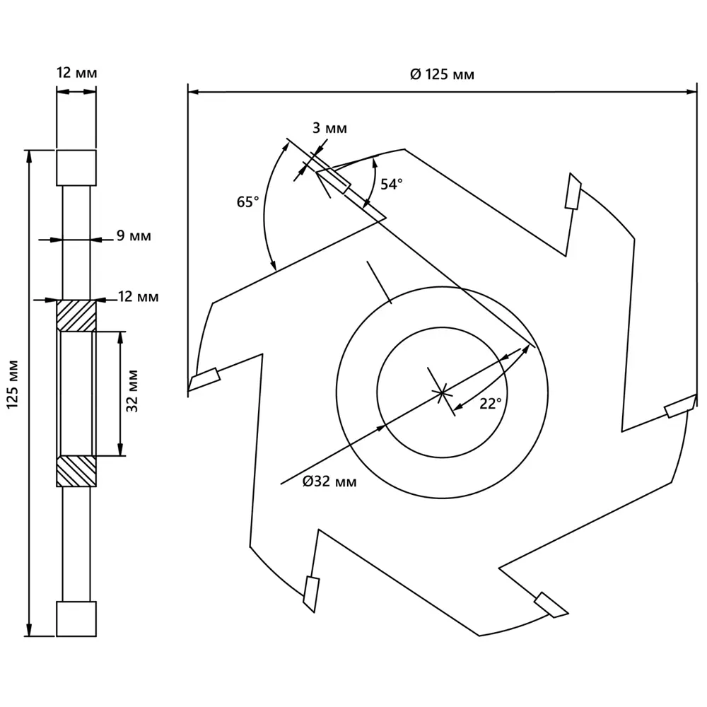 Фреза по дереву дисковая Belmash RF0016T 125 мм