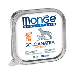 ПР0036657 Корм для собак Dog Monoproteico Solo паштет из утки конс. 150г Monge