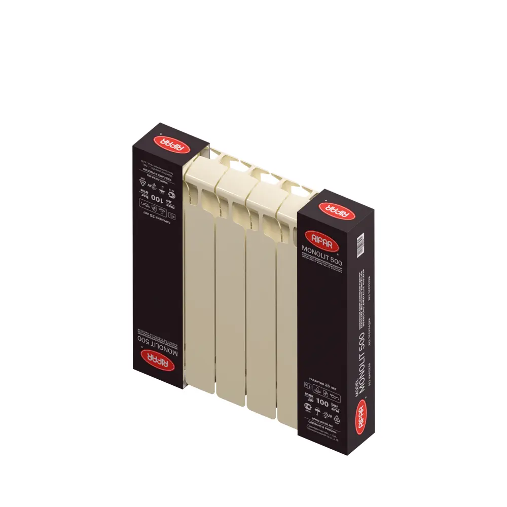 Радиатор секционный Rifar Monolit M50006RAL1015 500/100 6 секций боковое подключение биметалл бежевый 82560839 STLM-2117641 - Вид №6