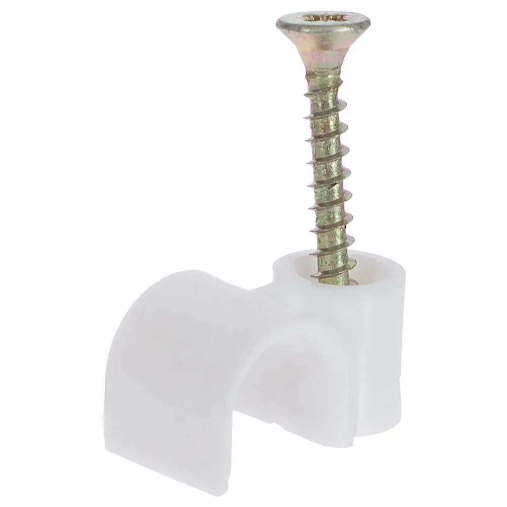 Скоба круглая с саморезом для провода 8х45 мм, пластик, 85 шт Santreyd STLM-2170882