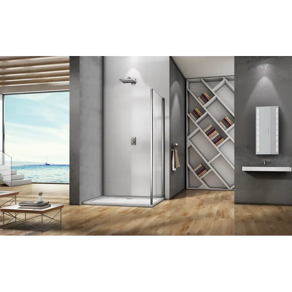 Боковая панель для душа Spirit 90x190см профиль хромированный стекло прозрачное 4мм Santreyd STLM-2147435