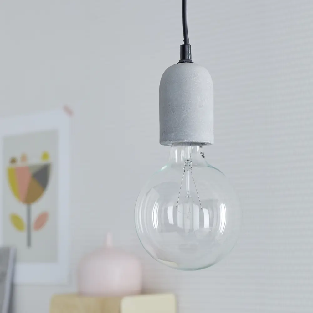 Шнур декоративный Clyde 1xЕ27x60 Вт, бетон/металл, цвет серый INSPIRE STLM-2119606 - Вид №5
