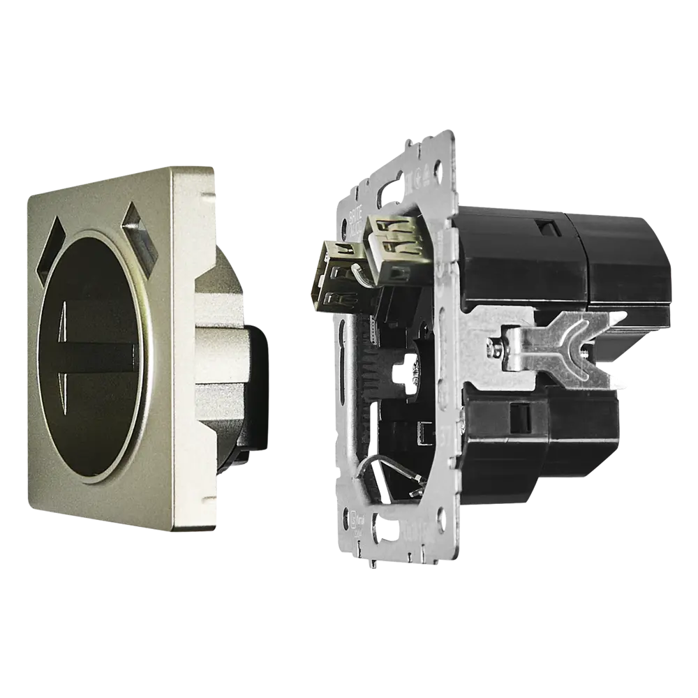 Розетка USB встраиваемая IEK Brite РЮш10-1-БрШ с заземлением цвет шампань STLM-2122738 - Вид №6