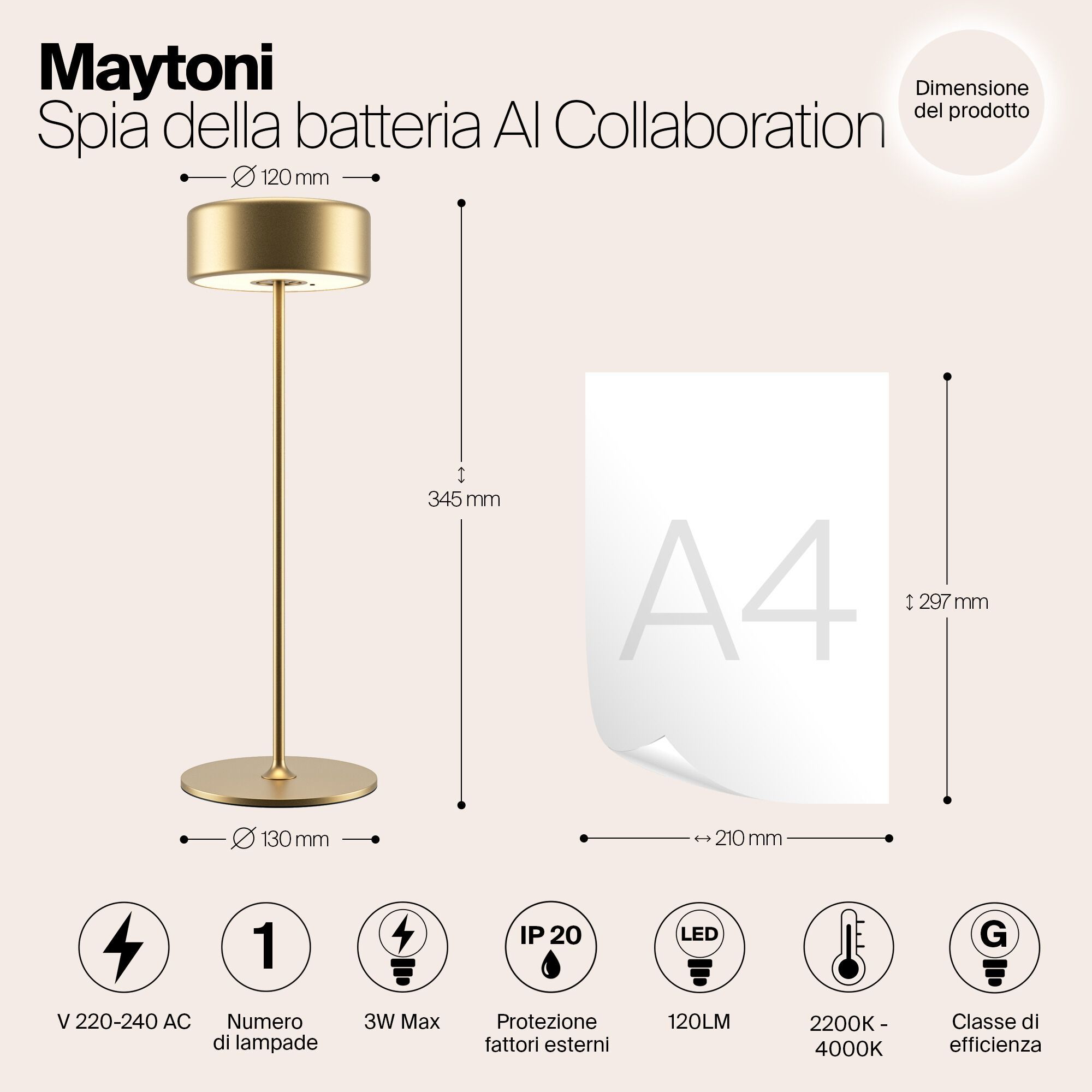 Алюминиевая светодиодная настольная лампа Maytoni Al Collaboration ARCH-00010288 - Вид №3
