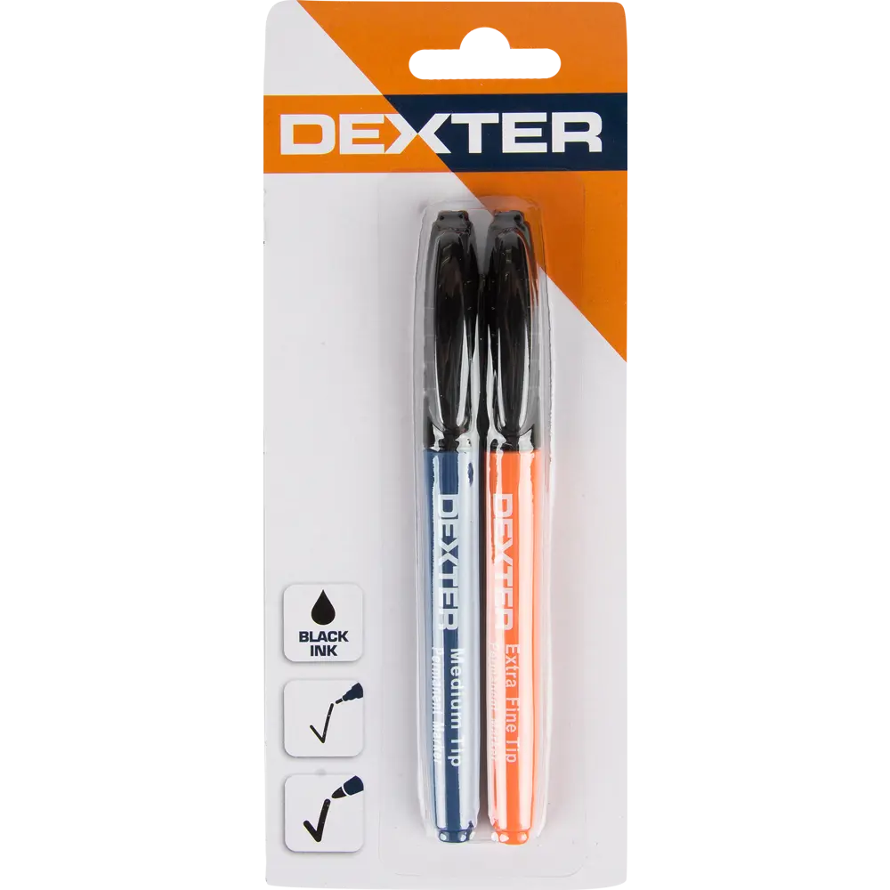 Маркер перманентный Dexter, чёрный толстый/тонкий стержень, 2 шт STLM-2133895 - Вид №1
