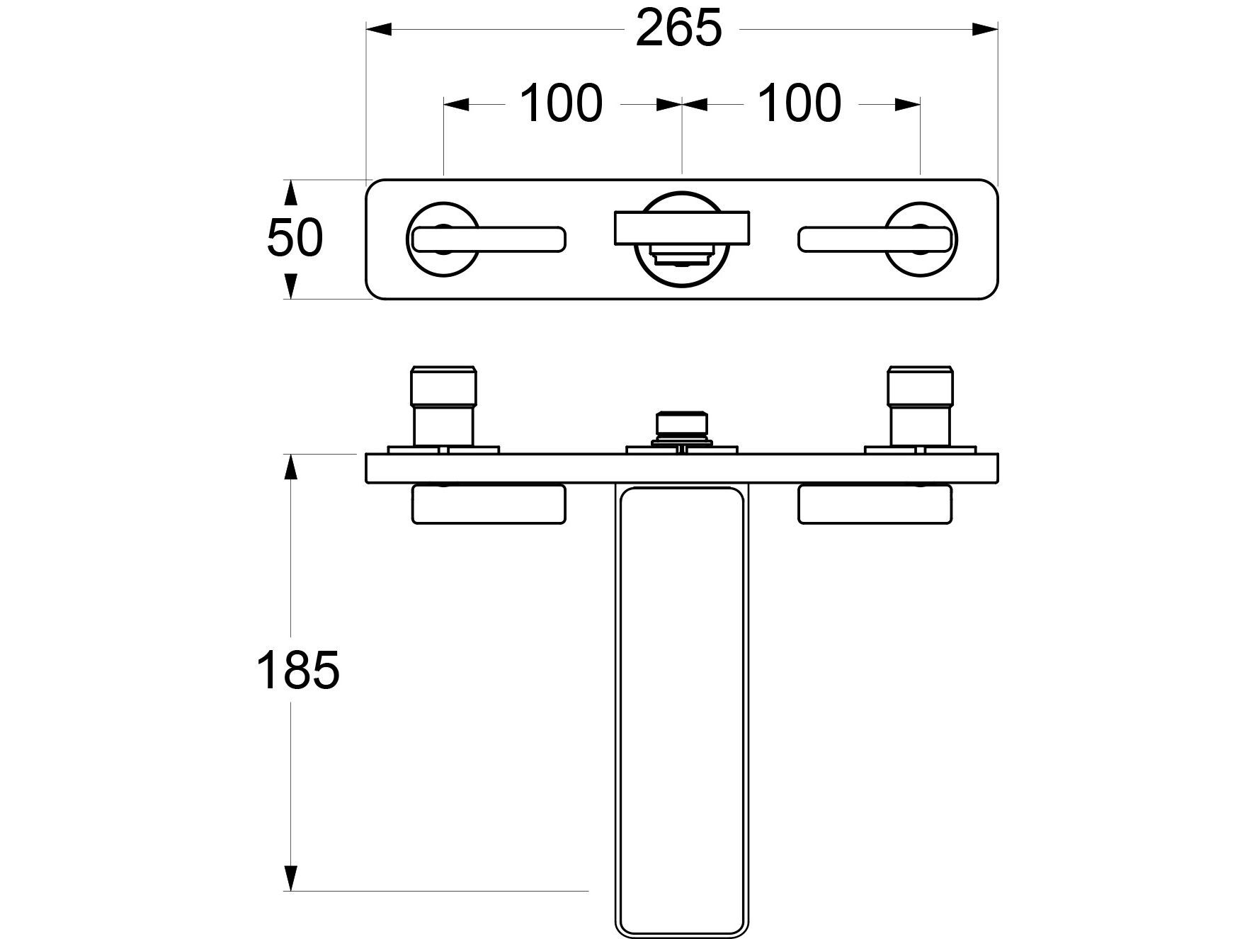Настенный смеситель для раковины с 3 отверстиями без слива GUGLIELMI RUBINETTERIE GZero ARCH-00050608 - Вид №4
