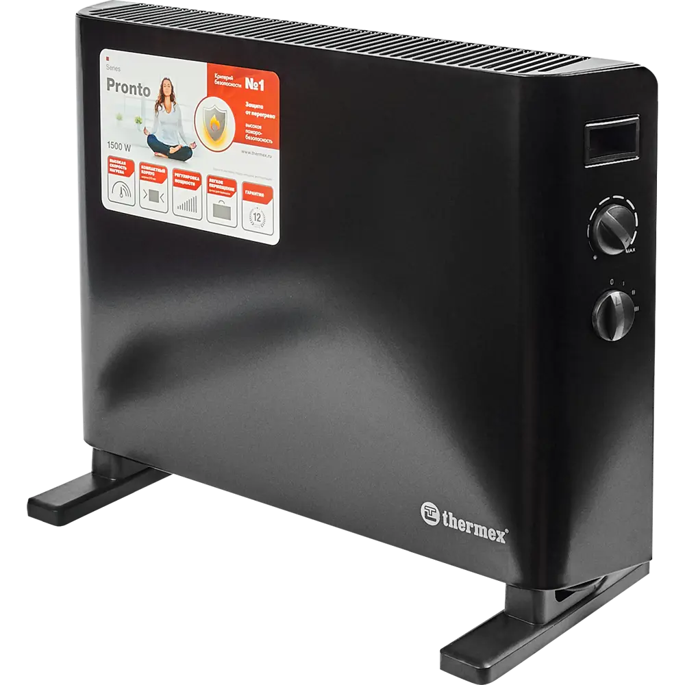Конвектор электрический Thermex Pronto 1500M Black с механическим термостатом 1500 Вт цвет черный STLM-2001707