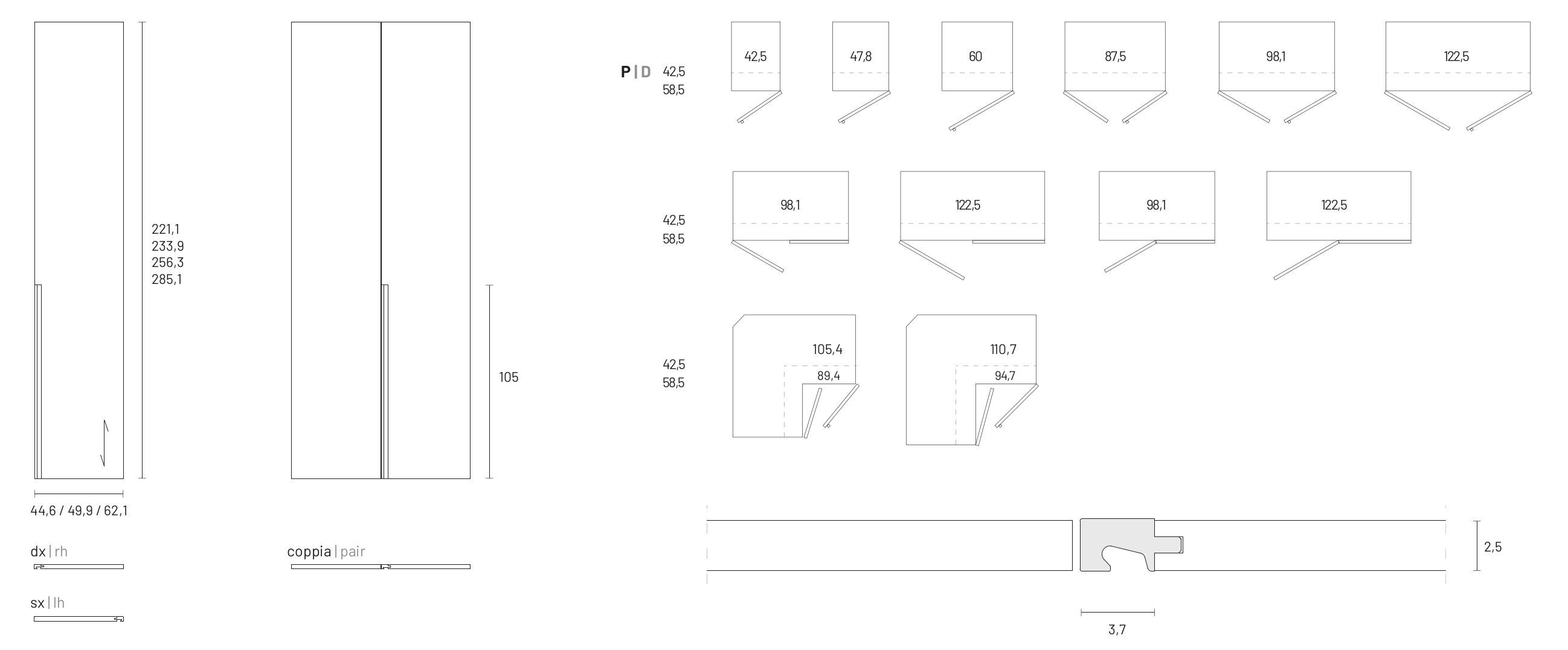 Секционный шкаф с деревянной распашной дверью Dall'Agnese Wardrobe Collection ARCH-00107395 - Вид №4