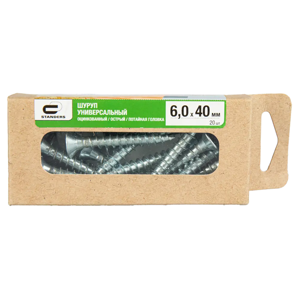 Универсальные саморезы STANDERS оцинкованные 6x40 мм (20 шт) 89212930 STLM-1006061 - Вид №3