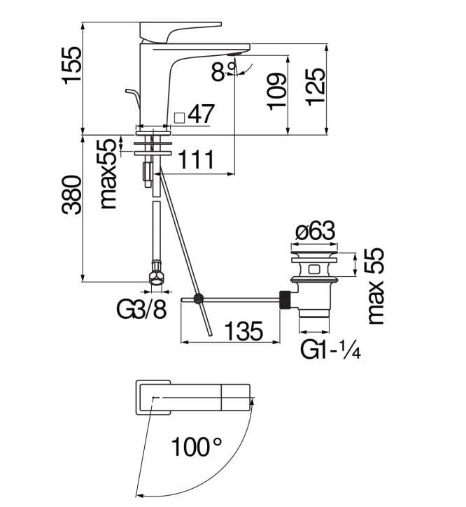 Смеситель для раковины с раковиной Nobili Seven ARCH-00043017 - Вид №3
