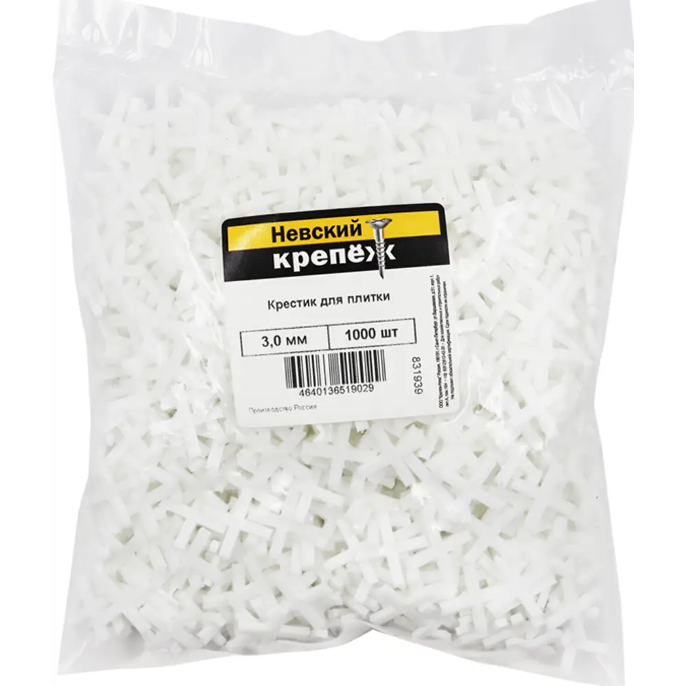 Крестики для плитки 3 мм 1000 шт НЕВСКИЙ КРЕПЕЖ STLM-2154848