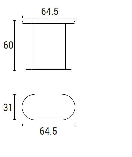Высокий овальный журнальный столик с трубчатым металлом и столешницей из МДФ Adrenalina бисквит ARCH-00122940 - Вид №1