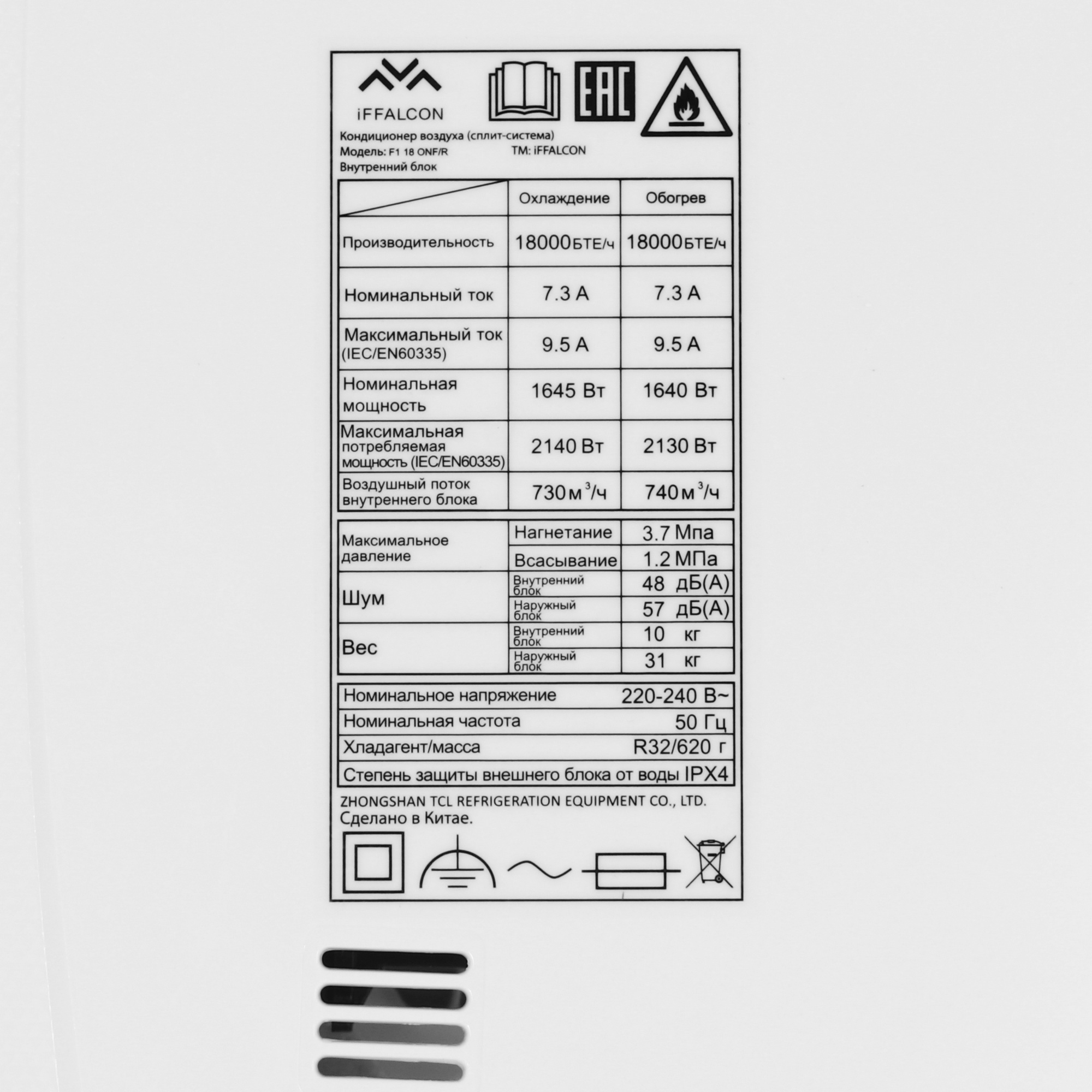 5499598 Кондиционер настенный сплит-система iFFALCON F1 18 ONF/R белый STDN-0070059 - Вид №3