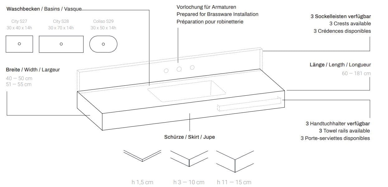 Прямоугольная подвесная раковина из композитного материала Hidrobox Program Colour ARCH-00115058 - Вид №2