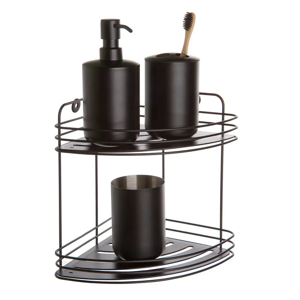 Полка угловая Raindrops Black W7256 2 яруса 20x20x23.5 см STLM-2158507 - Вид №1