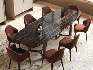 Прямоугольный обеденный стол из черного мрамора Marquina