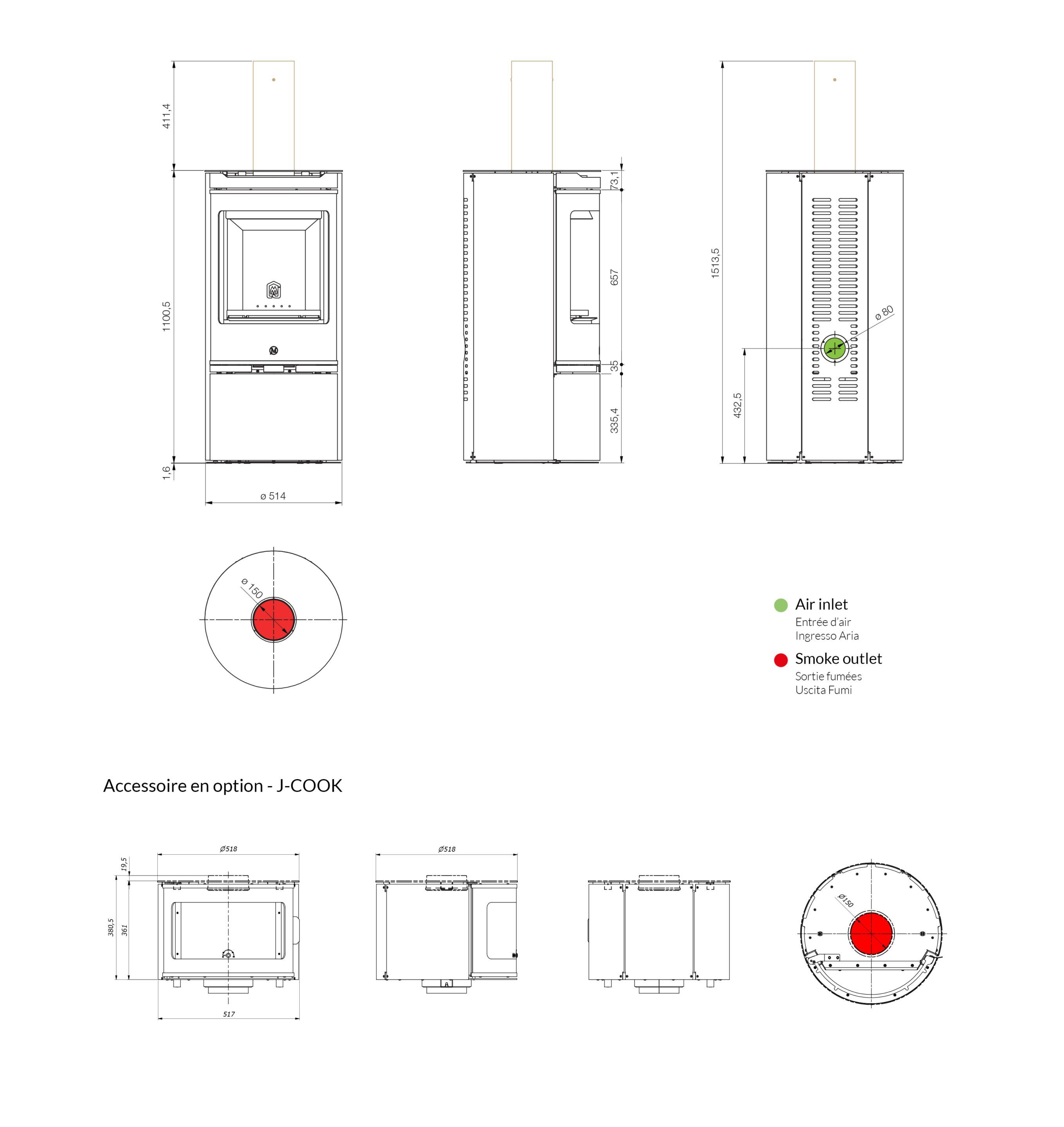 Дровяная печь для обогрева воздуха класса A+ Jolly Mec воздушные системы ARCH-00095907 - Вид №5