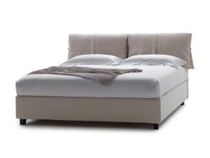 Съемная двуспальная кровать из ткани с мягким изголовьем