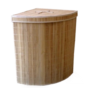 Корзина для белья Storidea складная угловая с крышкой и чехлом бамбук/ткань цвет коричневый