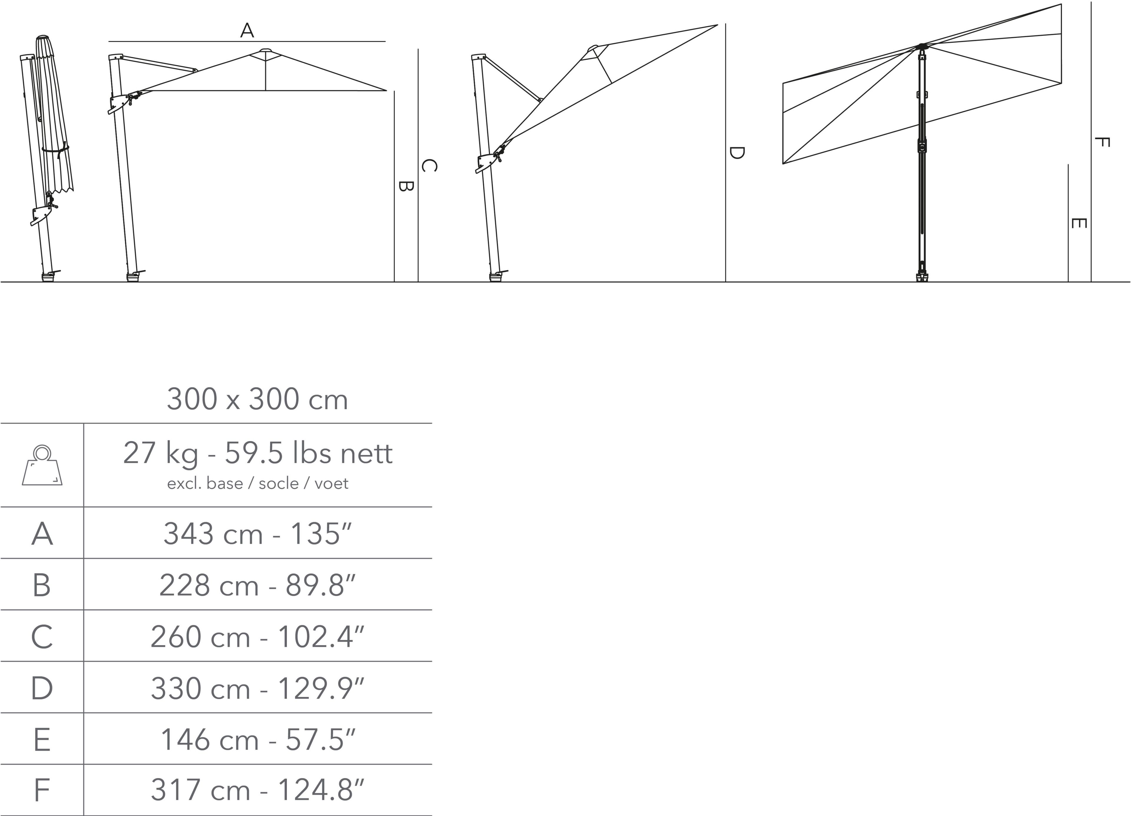 Квадратный тканевый зонтик с боковым полюсом Jardinico Attitude ARCH-00053510 - Вид №4