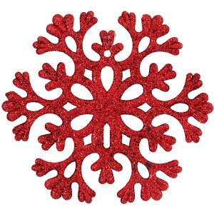 Елочная игрушка «Снежинка» 11 см с блестками красный