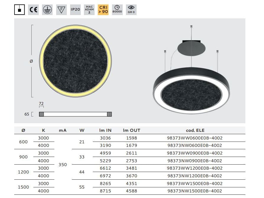 Экструдированный алюминиевый акустический подвесной светильник Metalmek ECO-PHONIC ARCH-00039267 - Вид №2