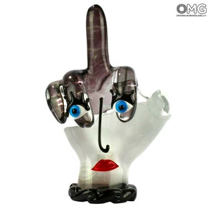 4693 ORIGINALMURANOGLASS Провокацинная скульптура Средний палец - Pop Art - Пикассо - муранское стекло 15 см