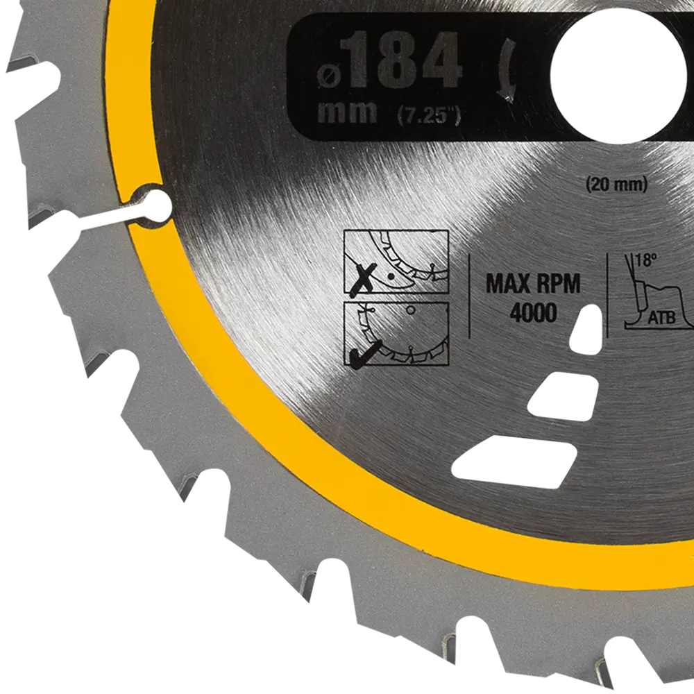 Диск пильный по дереву с гвоздями 184х20 мм DeWalt DT1951, 24 Т STLM-2137385 - Вид №1