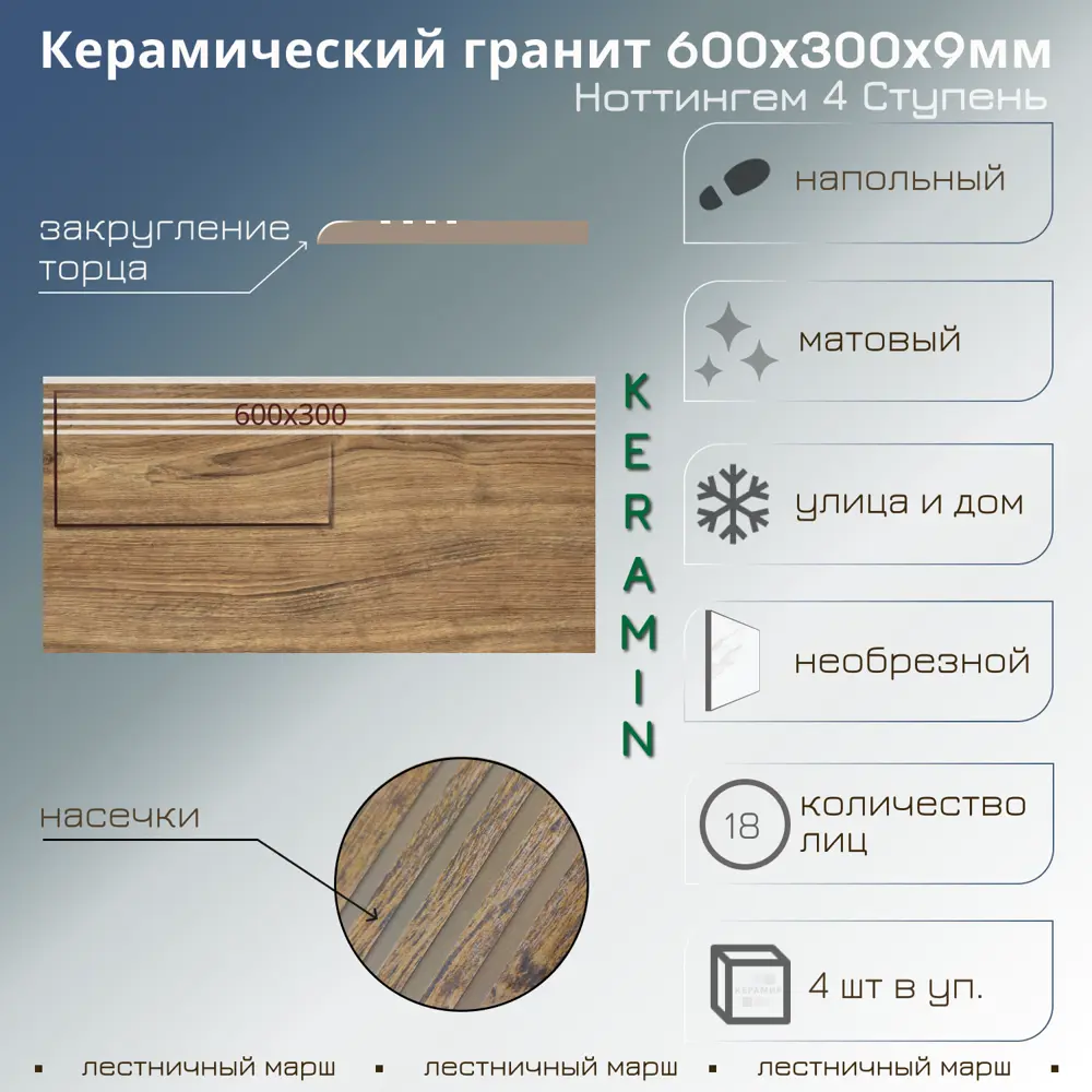 91632409 Ступень Керамин Ноттингем 4 30x60 4 шт STLM-0944433
