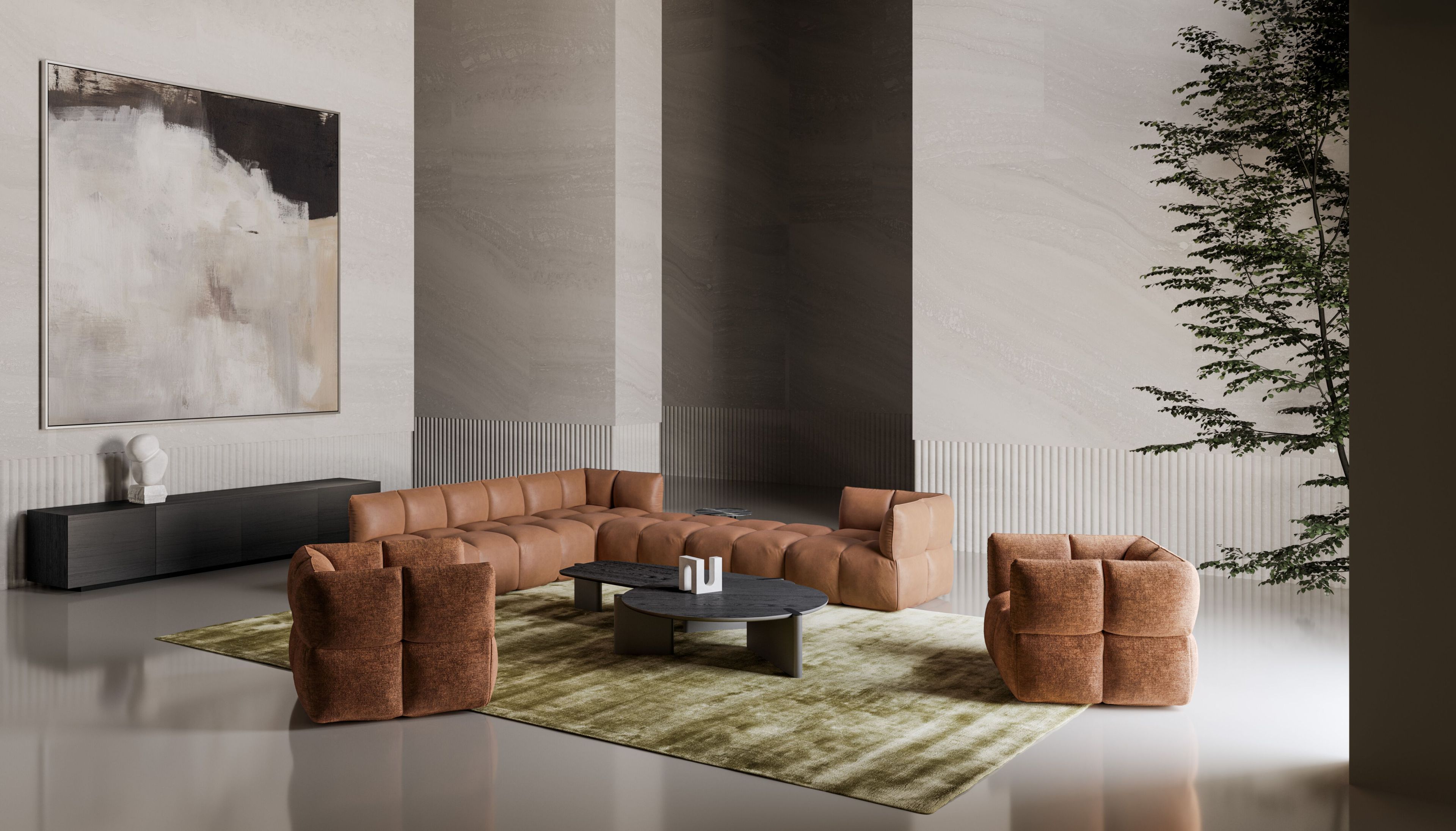 Кожаное кресло с подлокотниками BONALDO Brik ARCH-00053703 - Вид №1